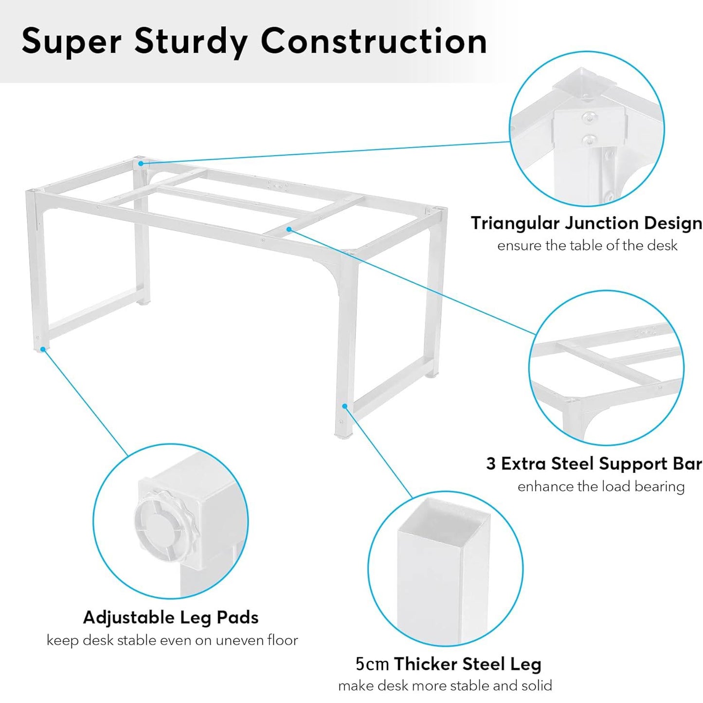 Bureau Ordinateur, Table de Bureau, Bureau pour Ordinateur, Table Ordinateur, Bureau d'ordinateur, Blanc, Tribesigns, 6