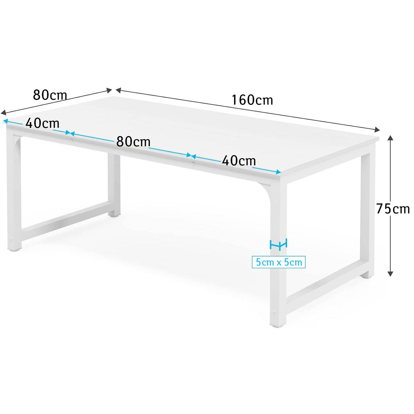 Bureau Ordinateur, Table de Bureau, Bureau pour Ordinateur, Table Ordinateur, Bureau d'ordinateur, Blanc, Tribesigns, 7