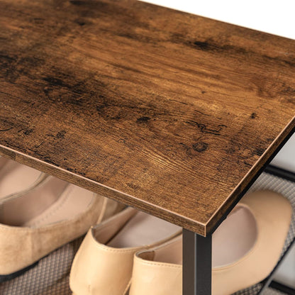 Étagère à Chaussures, 8 Niveaux, Étagère en métal, 7 Étagère réglable, pour 21-28 Paires, Étagère étroite, Marron Noir, HOOBRO, 6