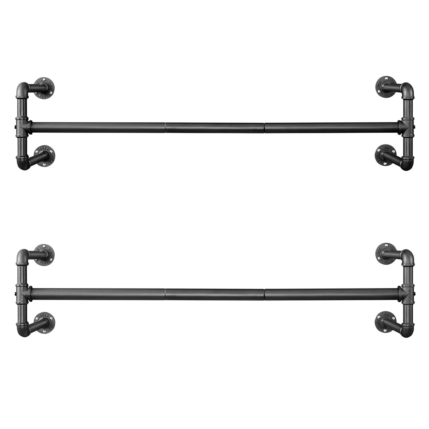 Portemanteau Mural, Lot de 2, Porte vetement mural, Charge 60kg, Barres de Suspension pour vêtements, Penderie Murale, Noir, SONGMICS, 1