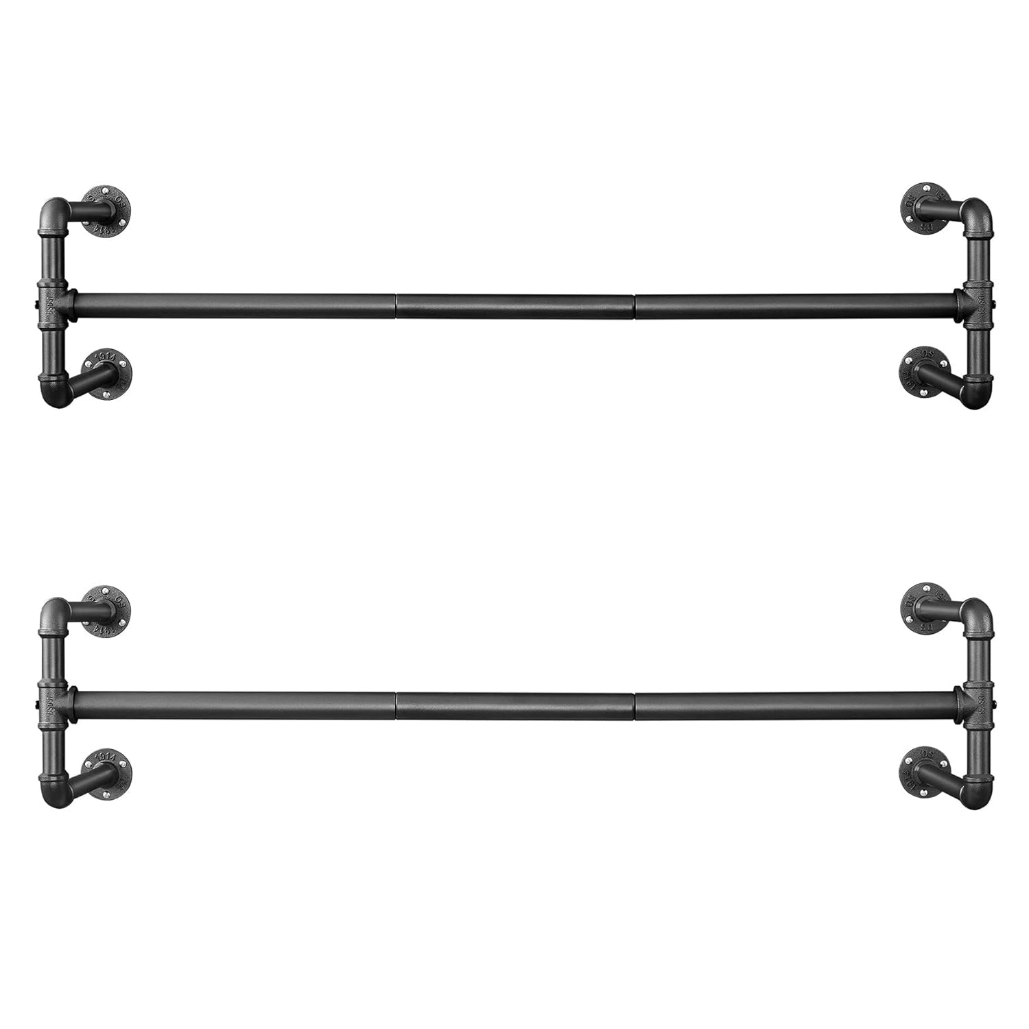 Portemanteau Mural, Lot de 2, Porte vetement mural, Charge 60kg, Barres de Suspension pour vêtements, Penderie Murale, Noir, SONGMICS, 1