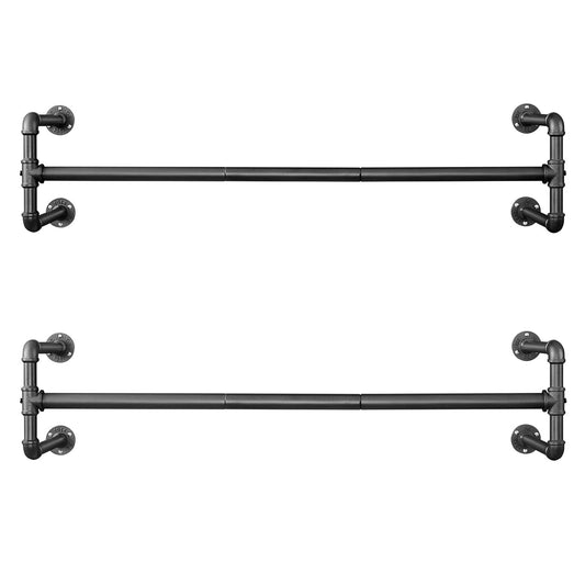 Portemanteau Mural, Lot de 2, Porte vetement mural, Charge 60kg, Barres de Suspension pour vêtements, Penderie Murale, Noir, SONGMICS, 1
