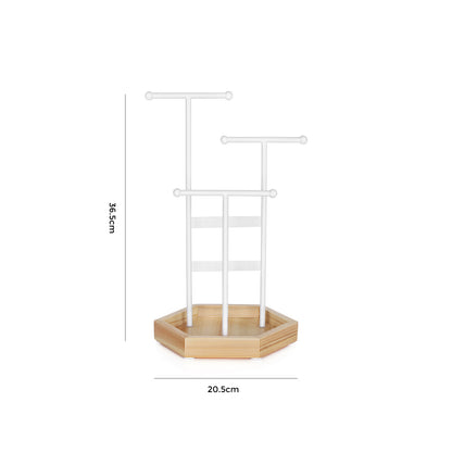 Porte Bijoux, Rangement Bijoux, 4 Zones Indépendantes, Support Accessoires, en Métal, Blanc et Boisée, SONGMICS, 7