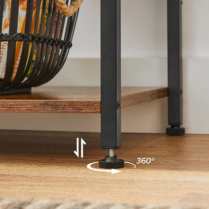 Étagère cuisine, Etagere micro onde, 3 Niveaux, Etagere sur pied, 6 Crochets en S, Marron Rustique et Noir, Vasagle, 1