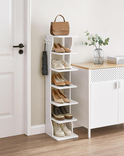 Étagère à Chaussures, 6 Niveaux, Meuble à Chaussures, Gain de Place, pour Entrée, Coin, Blanc, VASAGLE, 3