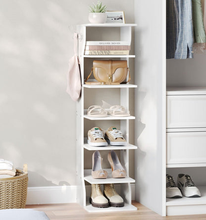 Étagère à Chaussures, 6 Niveaux, Meuble à Chaussures, Gain de Place, pour Entrée, Coin, Blanc, VASAGLE, 1