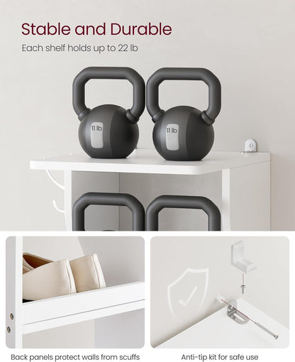 Étagère à Chaussures, 6 Niveaux, Meuble à Chaussures, Gain de Place, pour Entrée, Coin, Blanc, VASAGLE, 8