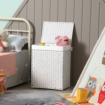 Panier à Linge avec Couvercle, 90L, Panier à Linge Pliable, avec poignées, Sac intérieur Amovible, Blanc, SONGMICS, 10