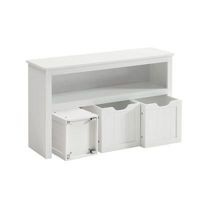 Etagere Salon, Rangement Jouet, Meuble d'Entree, avec roulettes, Petit Meuble Rangement, Armoire, Commode, Blanc, VASAGLE, 9