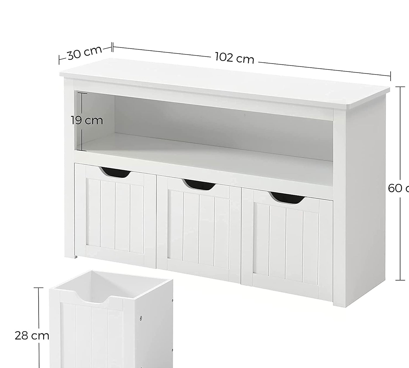 Etagere Salon, Rangement Jouet, Meuble d'Entree, avec roulettes, Petit Meuble Rangement, Armoire, Commode, Blanc, VASAGLE, 7