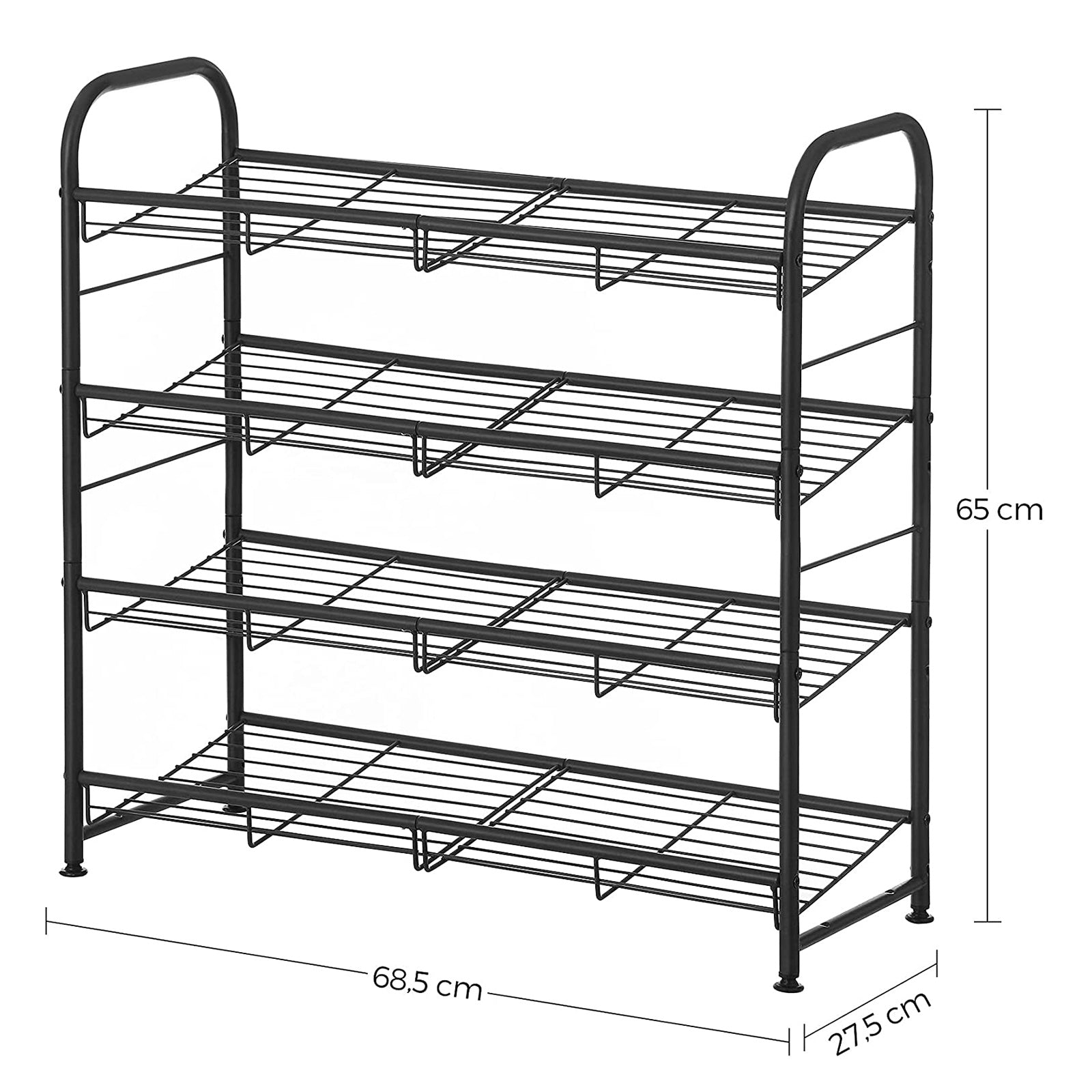 Étagère à Chaussures, à 4 Niveaux, Rangement Chaussures, jusqu'à 16 Paires, en Métal, Noir, SONGMICS, 8