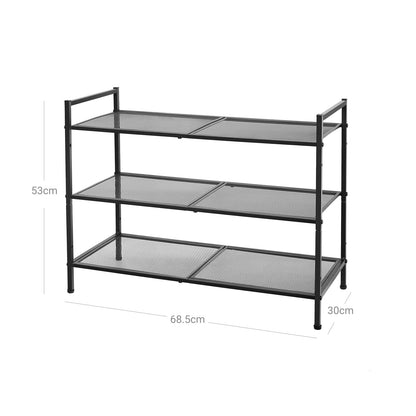 Étagère à chaussures, 3 Niveaux, Rangement chaussures, empilable, 9-12 paires de chaussures, en métal, Noir, SONGMICS, 8