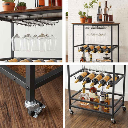 etagere a vin, desserte de cuisine, desserte cuisine, desserte à roulettes, chariot bar, chariot de rangement, 3