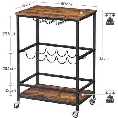 desserte de cuisine, desserte bar, desserte cuisine, desserte a roulette, chariot à roulettes, etagere a vin, etagere cuisine, 40x60x82 cm