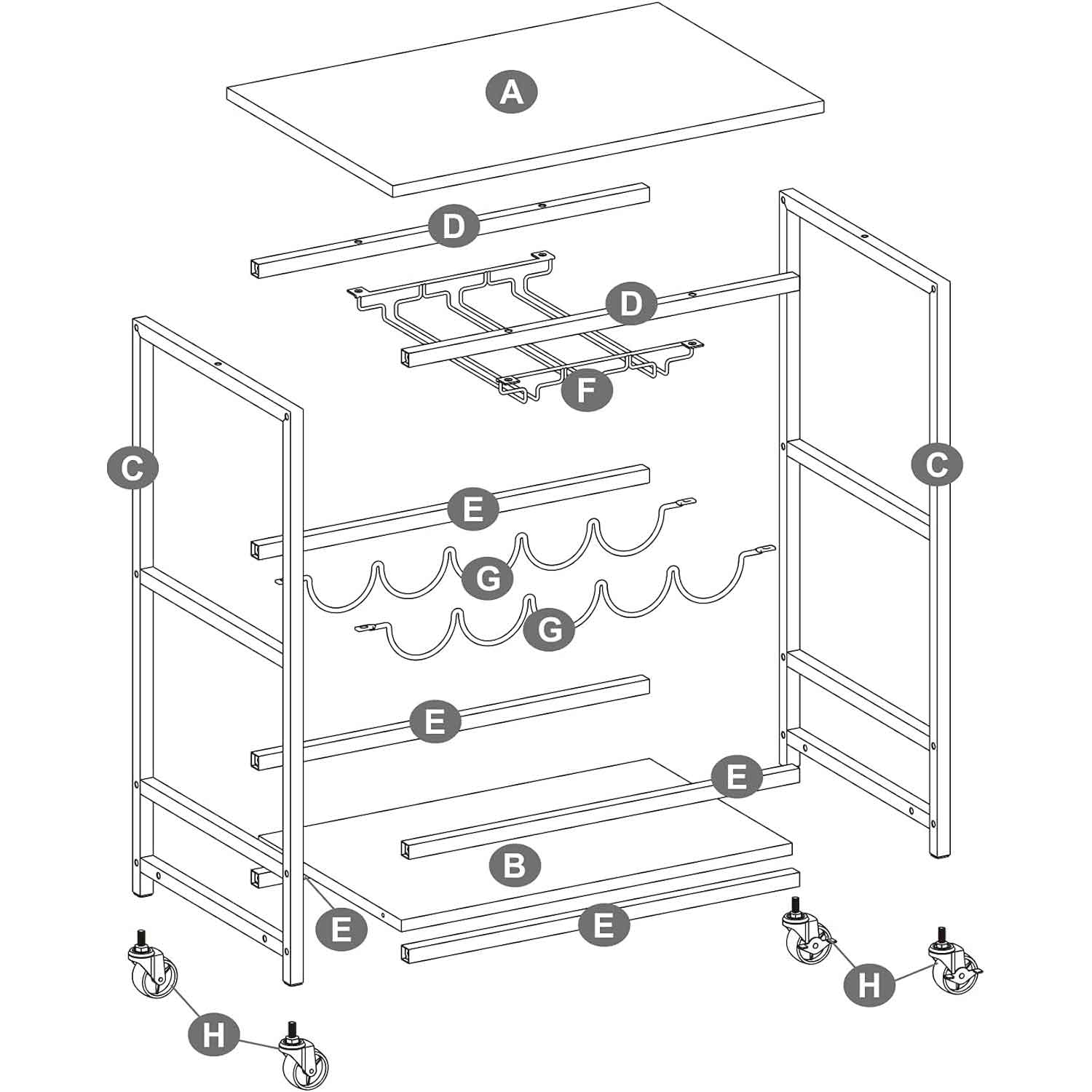 desserte de cuisine, desserte bar, desserte cuisine, desserte a roulette, chariot à roulettes, etagere a vin, etagere cuisine