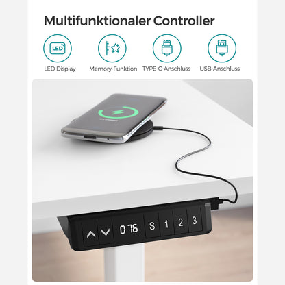 Bureau Electrique, Bureau Debout, Bureau Reglable Hauteur, 60 x 120 cm, de 3 Hauteurs, Blanc, Songmics, 1