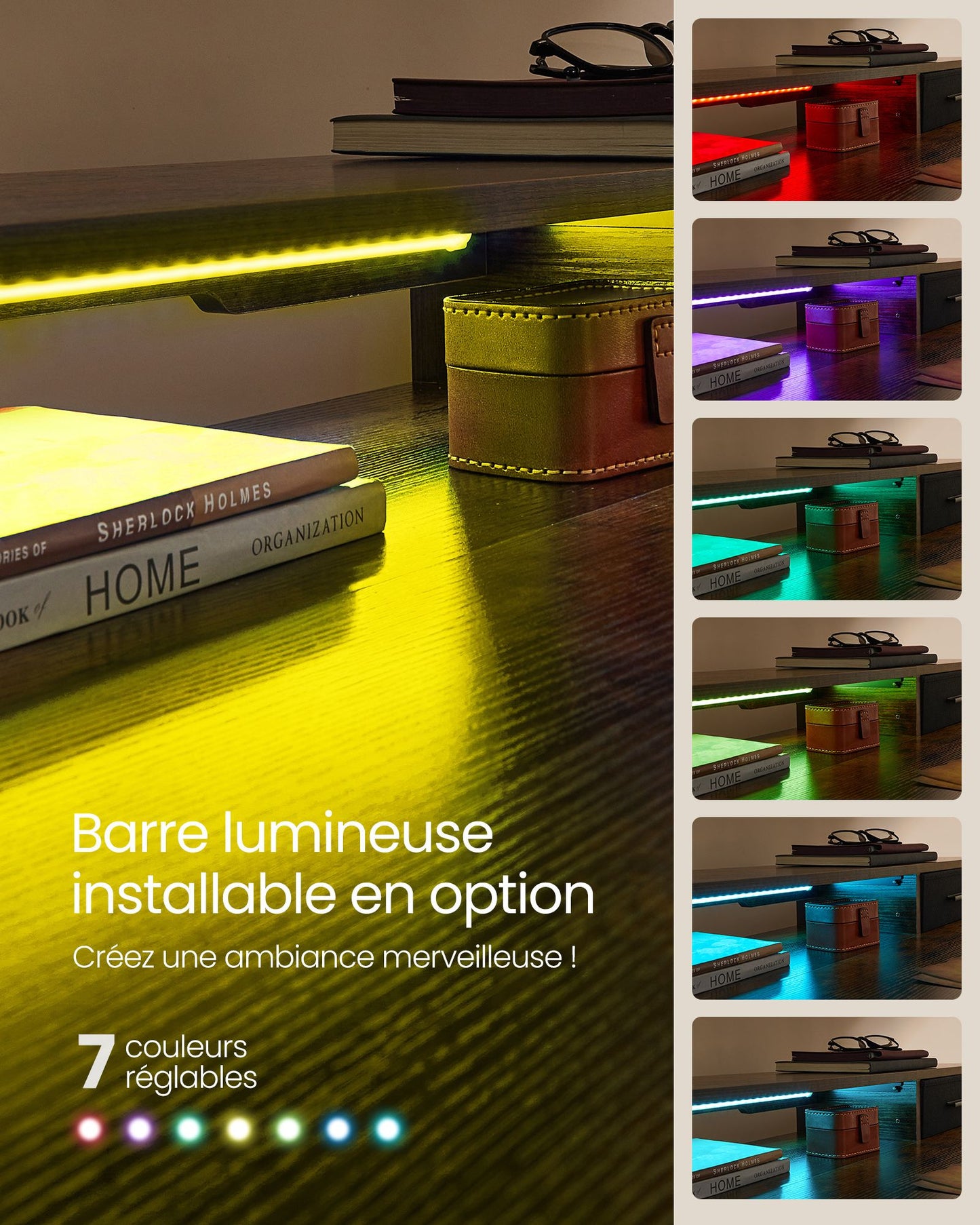 Bureau Electrique, Bureau de Travail, Bureau Debout, Bureau Assis Debout Electrique, 60 x 120 cm, Marron Rustique, Vasagle, 1