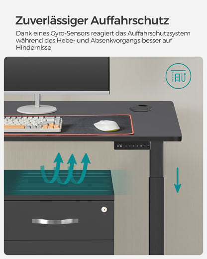 Bureau Electrique, Bureau Debout, Bureau Assis Debout Electrique, 60x120 cm, Double Moteur, de 4 Hauteurs, Noir, Songmics, 1