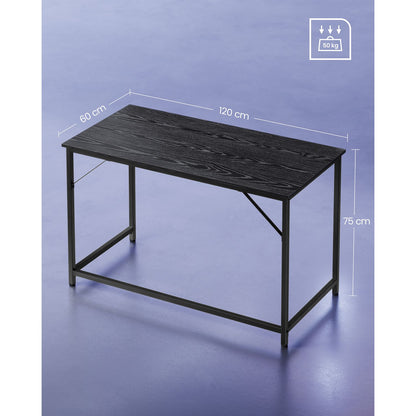Bureau, Petit Bureau, Bureau PC, Table, Bureau de Travail, 60 x 120 x 75 cm, Noir, Vasagle, 1