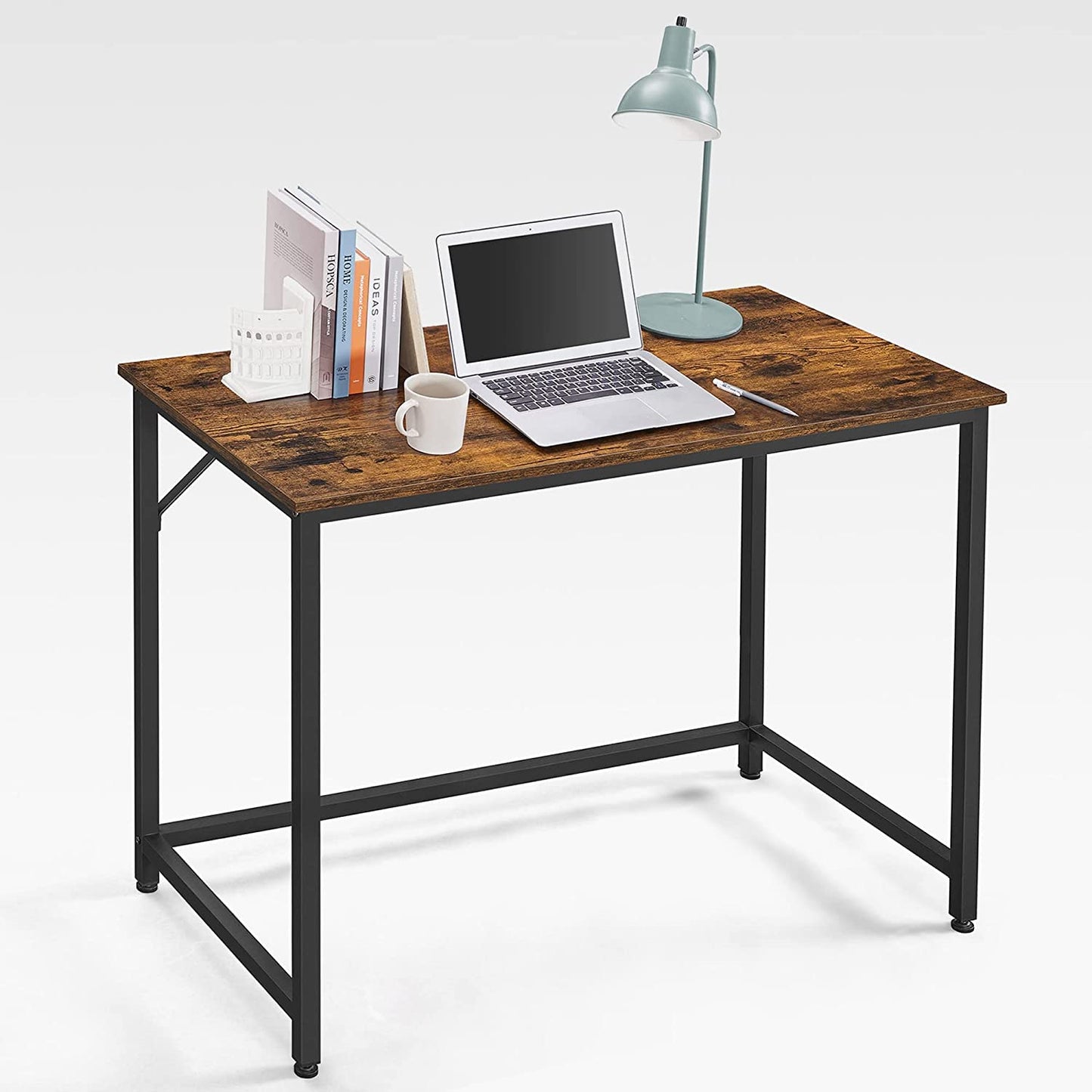 Bureau, Petit Bureau, Bureau PC, Table, Bureau de Travail, 50 x 100 x 76 cm, Montage Facile, Marron Noir, Vasagle, 1