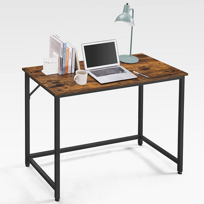 Bureau, Petit Bureau, Bureau PC, Table, Bureau de Travail, 50 x 100 x 76 cm, Montage Facile, Marron Noir, Vasagle, 1