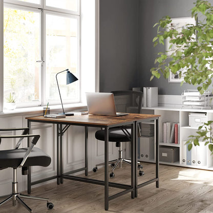 Bureau, Petit Bureau, Bureau PC, Table, Bureau de Travail, 50 x 100 x 76 cm, Montage Facile, Marron Noir, Vasagle, 1