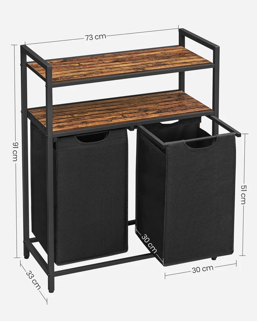 Meuble Panier à Linge, Meuble Linge Sale, Panier a Linge 2 Compartiment, Panier à Linge Double, Dimensions, Vasagle 4