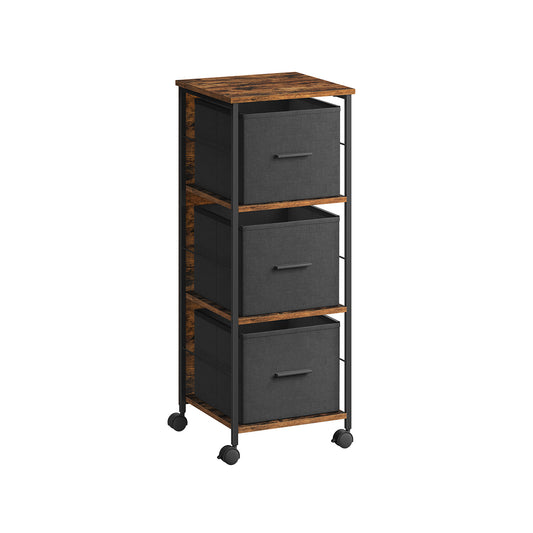 Meuble Rangement Bureau, Rangement Bureau, avec 3 tiroirs, support d'imprimante, Marron Rustique Noir, Vasagle, 1