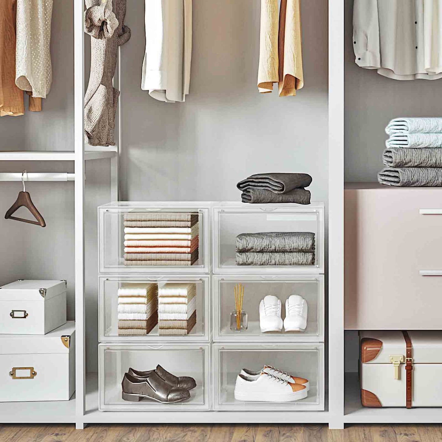 Boite a chaussure, Lot de 3, Boite Rangement Chaussures, Pliable, Pointure jusqu’à 46, Transparent, SONGMICS, 4