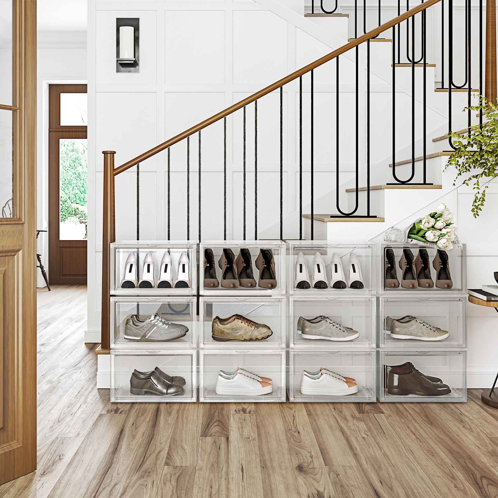 Boite a chaussure, Lot de 3, Boite Rangement Chaussures, Pliable, Pointure jusqu’à 46, Transparent, SONGMICS, 5