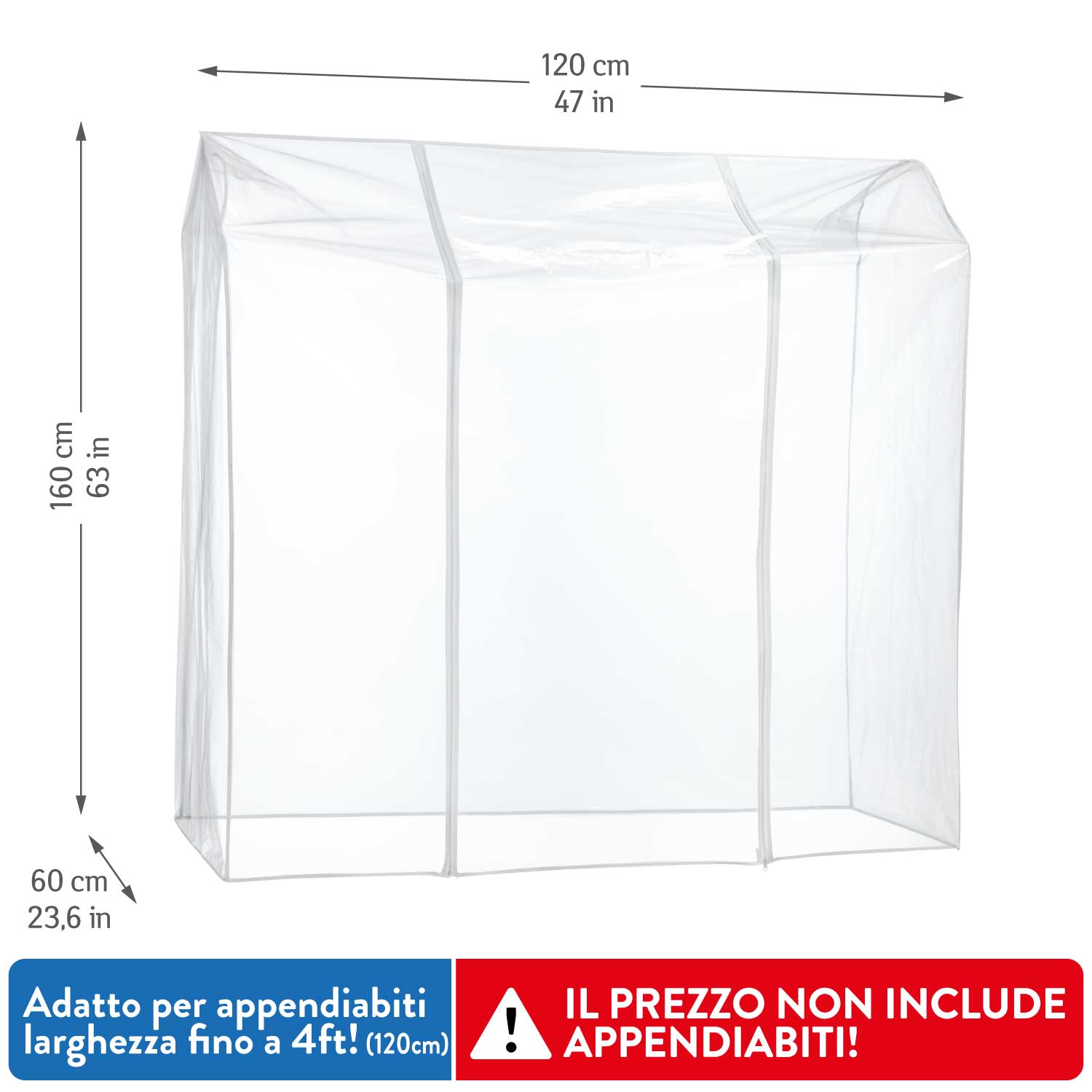 Housse transparente pour tringle à vêtements, protection contre les rayons UV