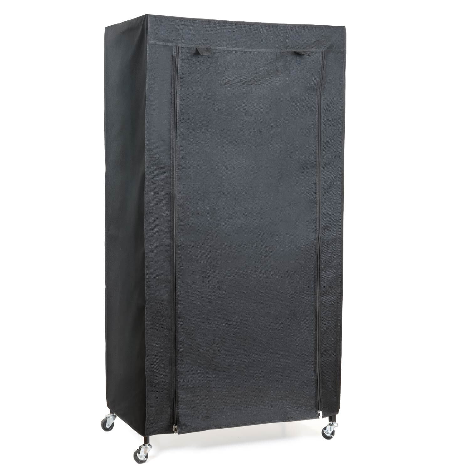 Penderie Tissu, Armoire Tissu, avec Roulettes, Portant Vêtement Solide, Jusqu'à 70kg, Penderie avec housse noir lin, art moon Buffalo, 4