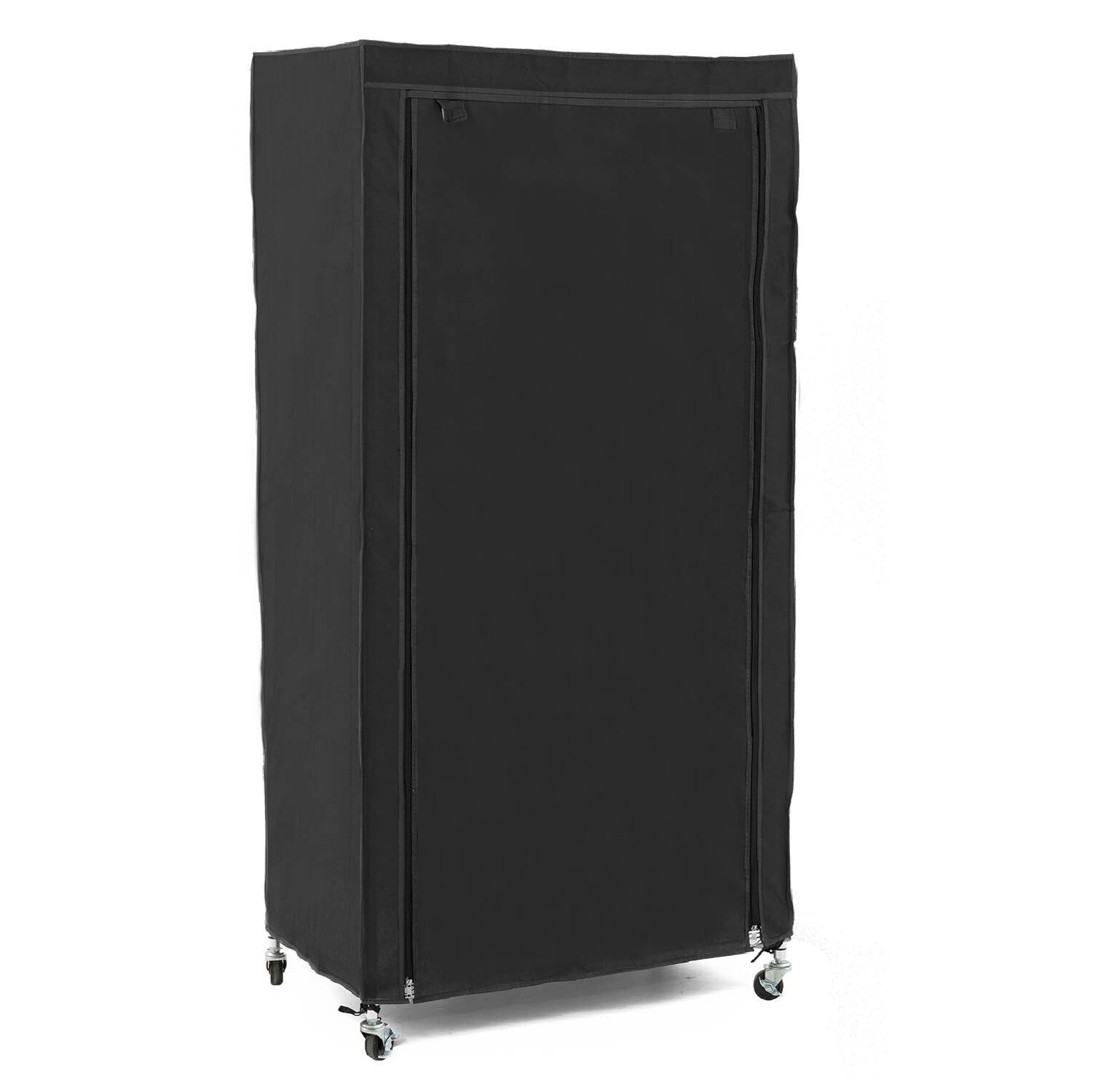 Penderie Tissu, Armoire Tissu, avec Roulettes, Portant Vêtement Solide, Jusqu'à 70kg, Penderie avec housse noir coton, art moon Buffalo, 5