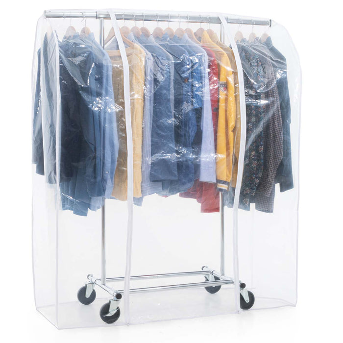 Tatkraft Darren & Protector – Portant à vêtements solide sur roulettes avec housse transparente imperméable, capacité 100 kg