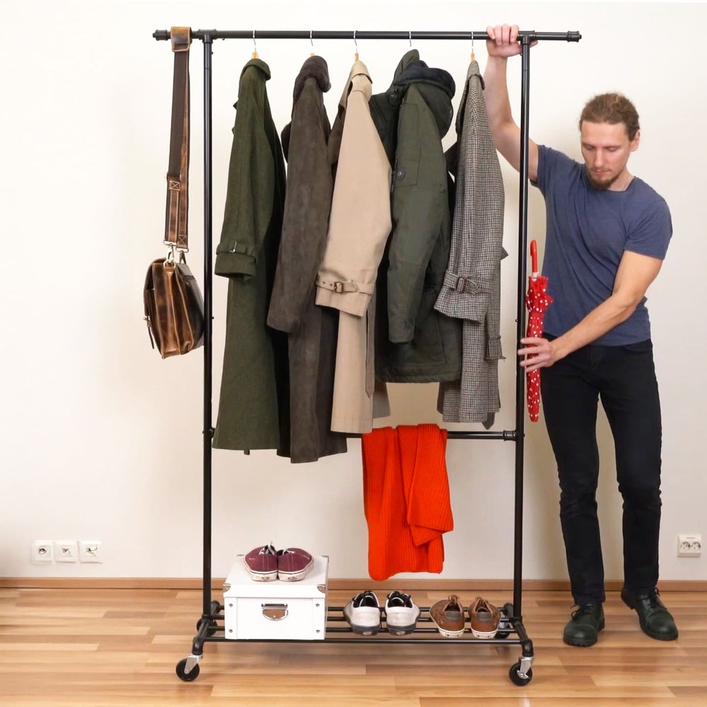 Portant Vêtement, Portant Vêtement Solide, Porte Vetement Chambre, à Roulettes, Tatkraft Drago, f