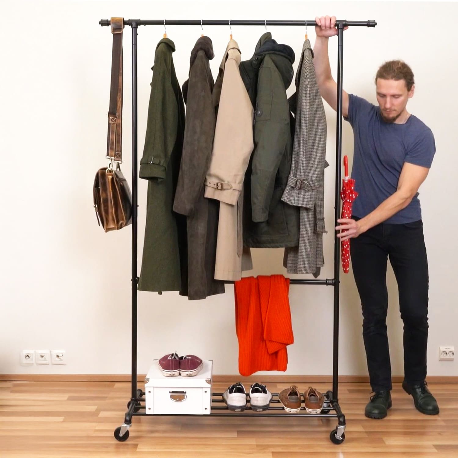 Portant Vêtement, Portant Vêtement Solide, Porte Vetement Chambre, à Roulettes, Tatkraft Drago, f