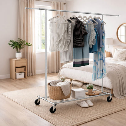 Portant Vêtement Solide, 100 kg Capacité, 1 min Montage, Portant Vetement Professionnel, Chromé, Tatkraft Duncan, ch