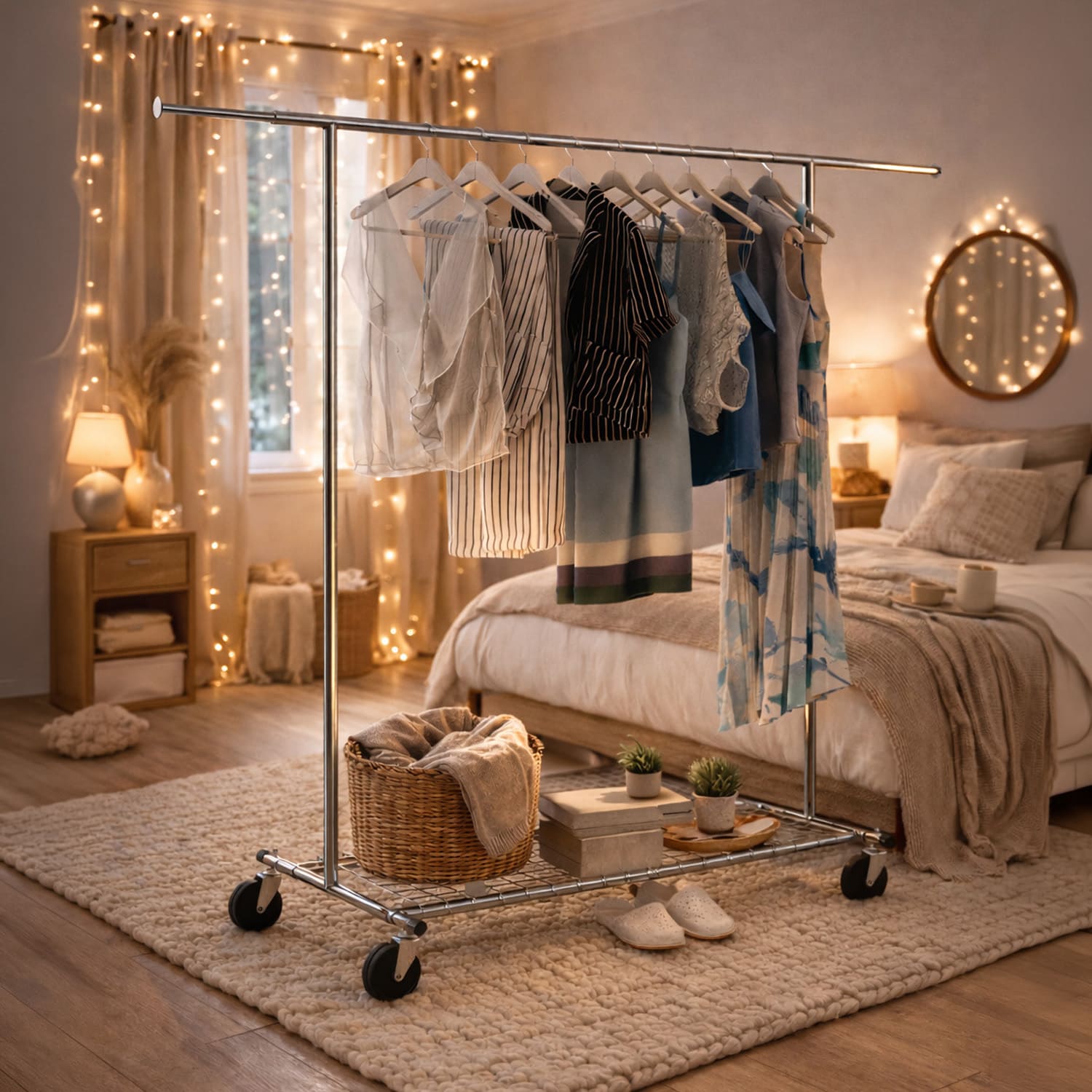 Portant Vêtement Solide, 100 kg Capacité, 1 min Montage, Portant Vetement Professionnel, Chromé, Tatkraft Duncan, ch2