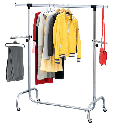 Portant Robuste pour Vêtements en Acier, Penderie sur 4 Roues, Réglable en Largeur et Hauteur, 45 cintres, 2