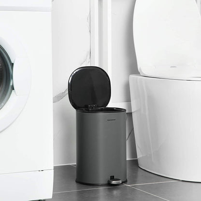 Poubelle, 5L, Poubelle de Cuisine, avec Pédale en Acier, Seau Intérieur et Couvercle, Gris et Noir, SONGMICS, 2