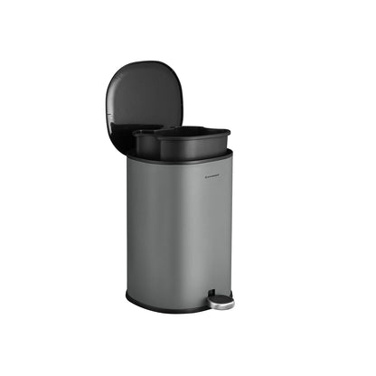 Poubelle, 5L, Poubelle de Cuisine, avec Pédale en Acier, Seau Intérieur et Couvercle, Gris et Noir, SONGMICS, 5