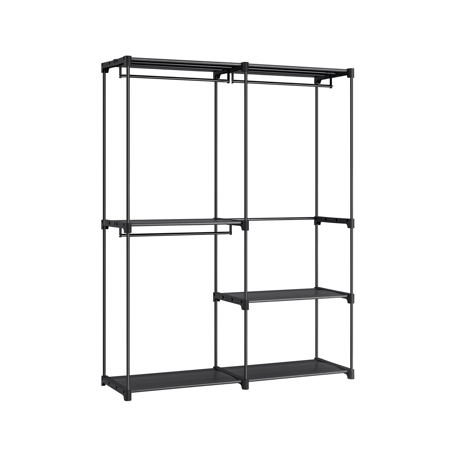 Armoire Ouverte, Portant Vetement, Armoire Pliable, Dressing, Armoire Métallique, avec Barres de Suspension, Noir, SONGMICS, 2