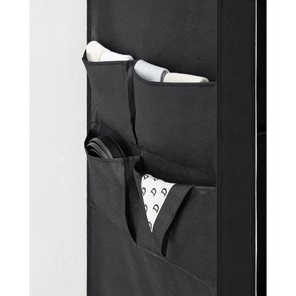 Penderie Tissu, Armoire Tissu, Portant Vetement, 4 Compartiments de Suspension, abvec Étagères, 4 Pochettes, Noir, SONGMICS, 9