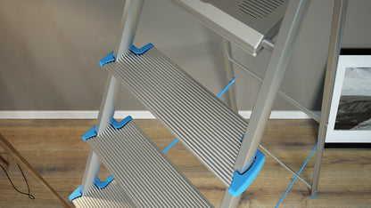  Escabeau 5 marches, Escabeau Pliable, marche extra large 12cm, avec bac de rangement, charge max. 150kg, Colombo ATLANTICA , 3