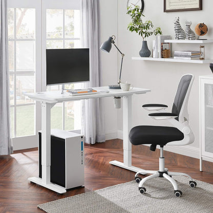 Bureau Assis Debout Electrique Réglable en Hauteur en Continu, avec Pieds et Dessus de Table, Blanc, SONGMICS, 4