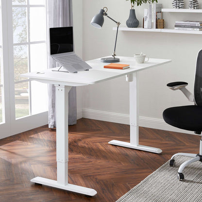 Bureau Électrique, Bureau Assis Debout, Bureau Assis Debout Electrique, avec Pieds et Dessus de Table, Blanc, SONGMICS