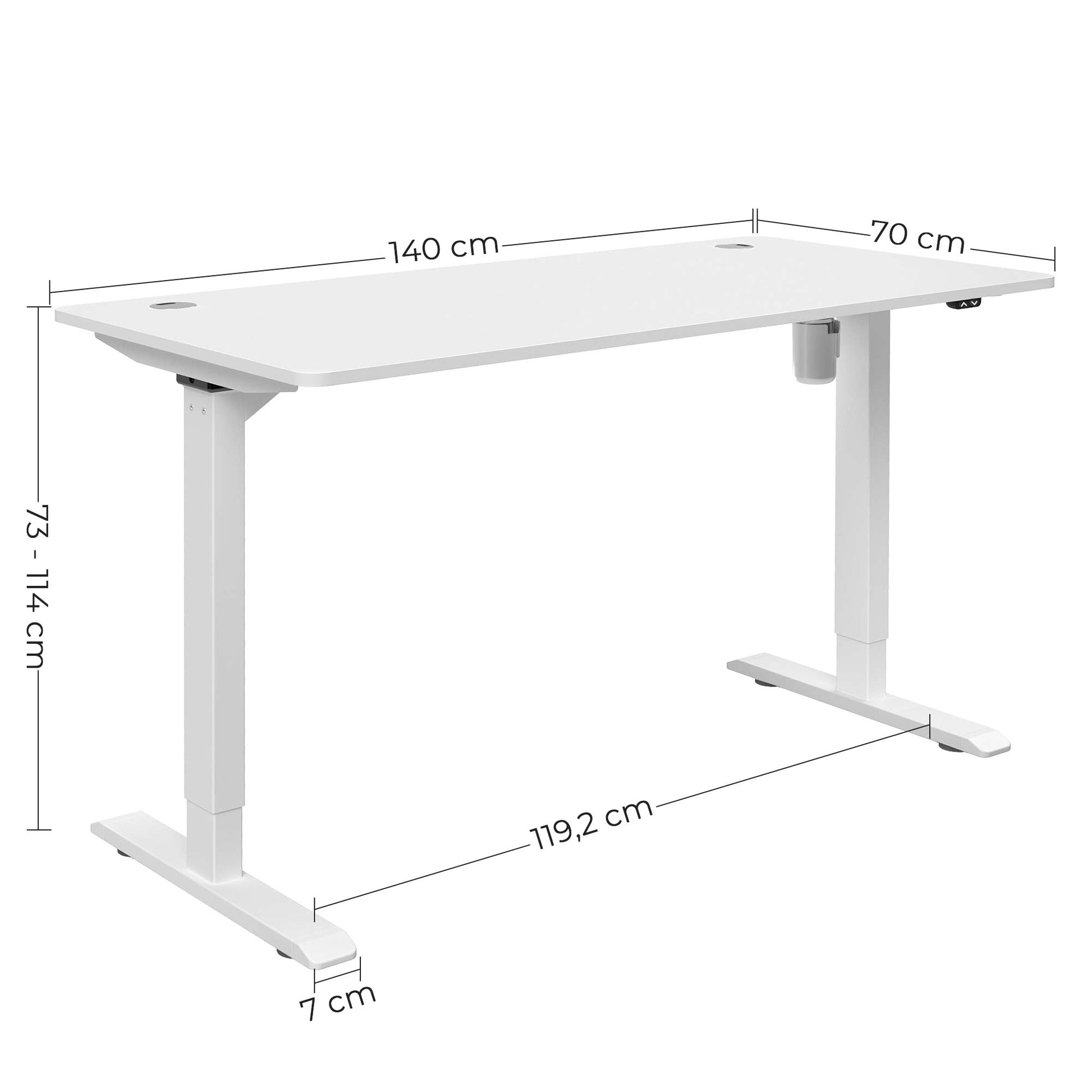 Bureau Électrique, Bureau Assis Debout, Bureau Assis Debout Electrique, avec Pieds et Dessus de Table, Blanc, SONGMICS, 6