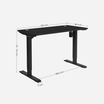 Bureau Debout, Bureau Électrique Réglable en Hauteur en Continu, avec Pieds et Dessus de Table, Noir, SONGMICS, 5