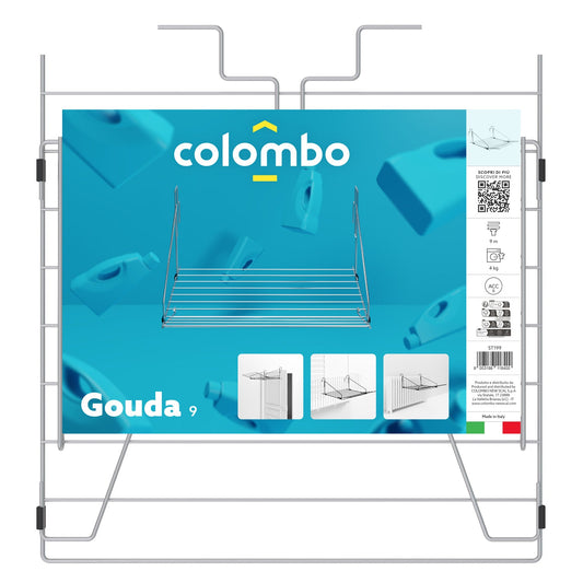 Colombo GOUDA 9, Etendoir de Porte, Séchoir Radiateur et Balcon, Sèche-linge pour radiateur, 9 mètres