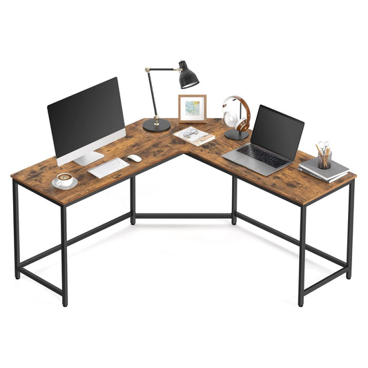 Bureau d'Angle, Bureau Gaming, Bureau Ordinateur, Bureau PC Gamer, Idéal pour Étudier, Gain d’Espace, Marron Noir, VASAGLE, 1